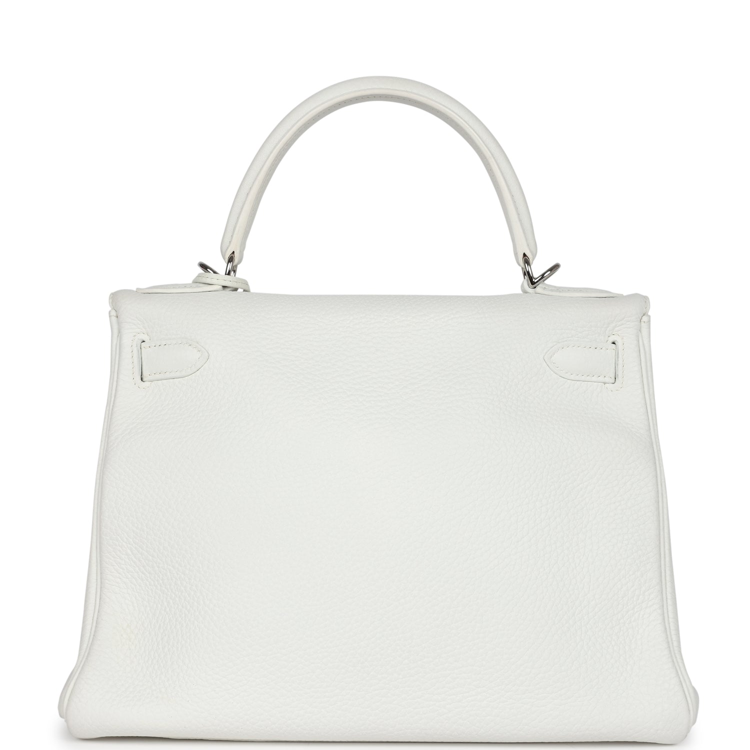 Hermes Kelly Retourne 28 White Clemence Palladium Hardware - Exclusu
