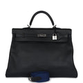 Hermes Kelly Voyage 50 Black Evercolor Palladium Hardware - Exclusu