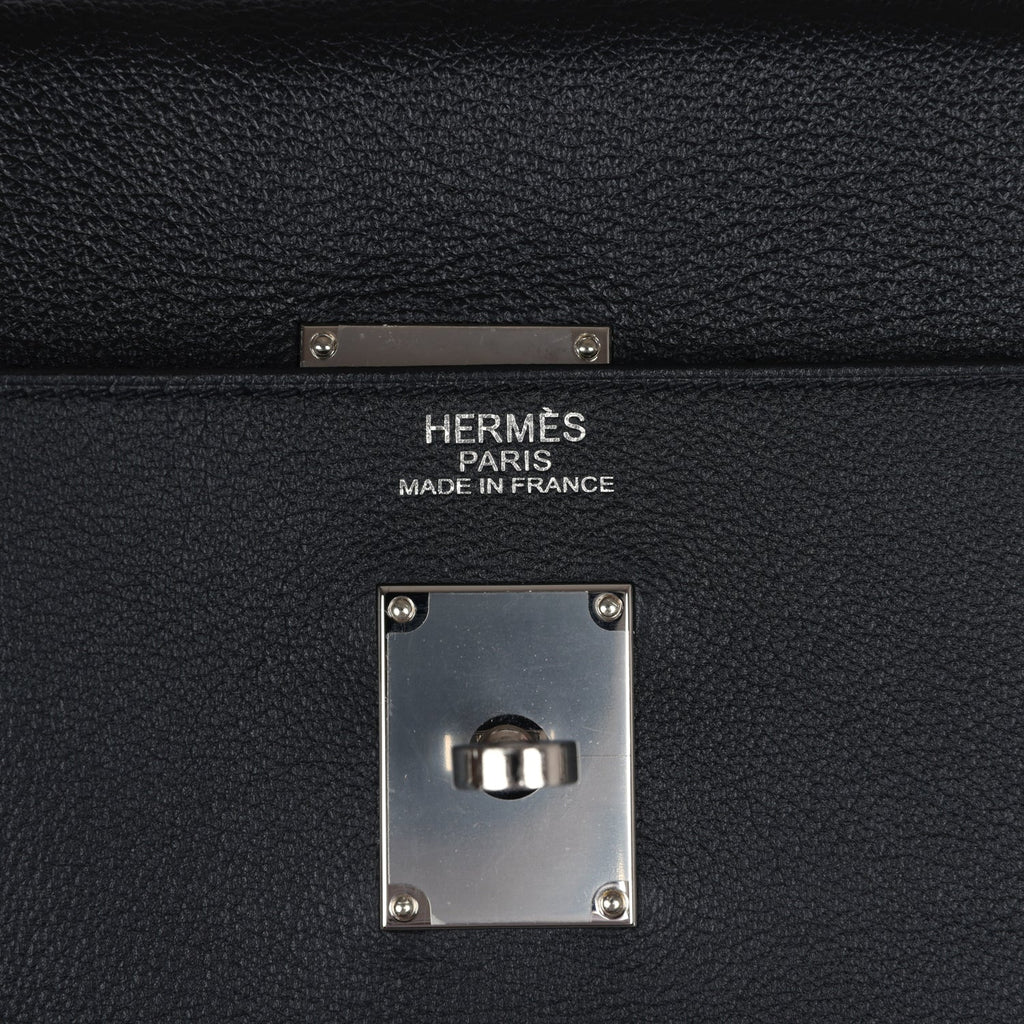 Hermes Kelly Voyage 50 Black Evercolor Palladium Hardware - Exclusu