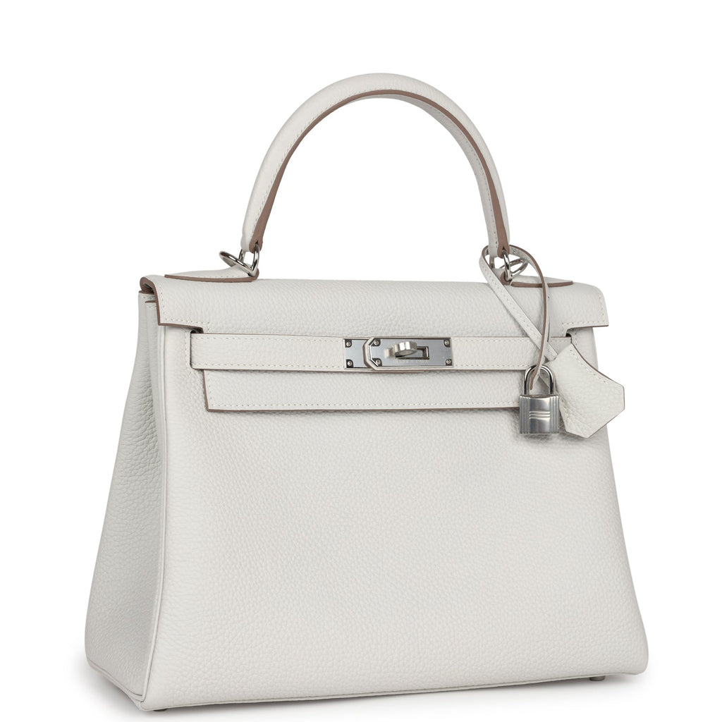 Hermes Kelly Retourne 28 Gris Pale Togo Palladium Hardware - Exclusu
