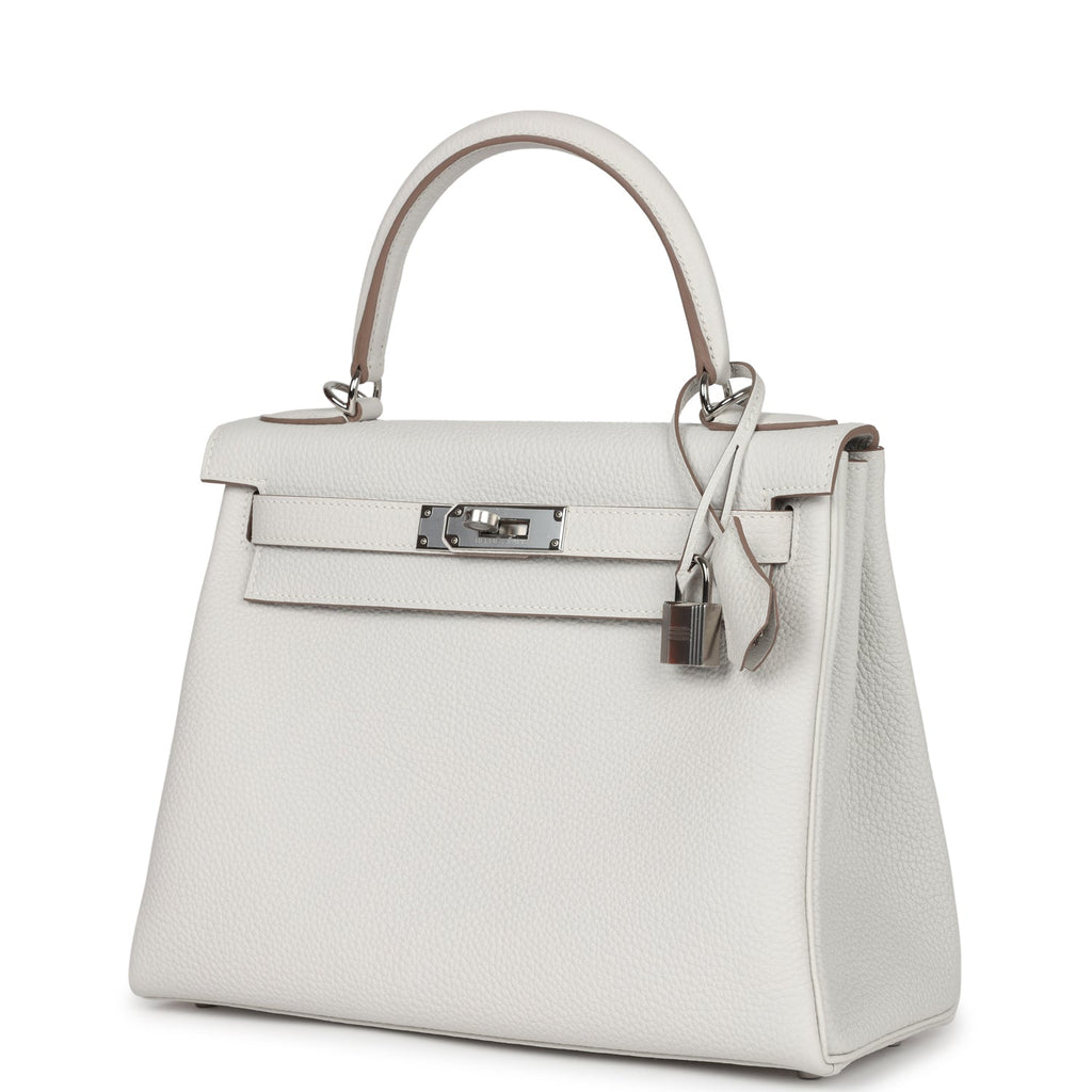 Hermes Kelly Retourne 28 Gris Pale Togo Palladium Hardware - Exclusu