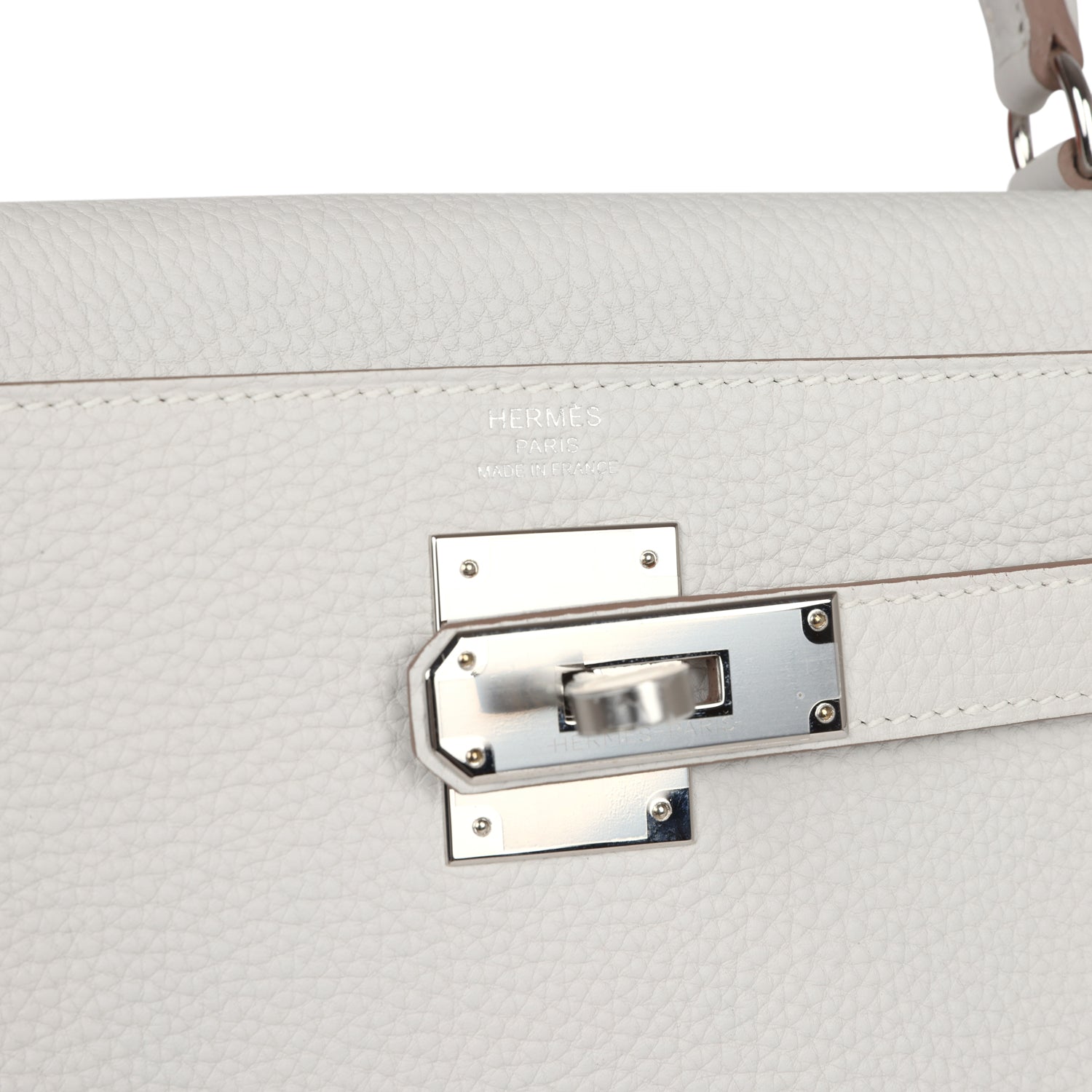 Hermes Kelly Retourne 28 Gris Pale Togo Palladium Hardware - Exclusu