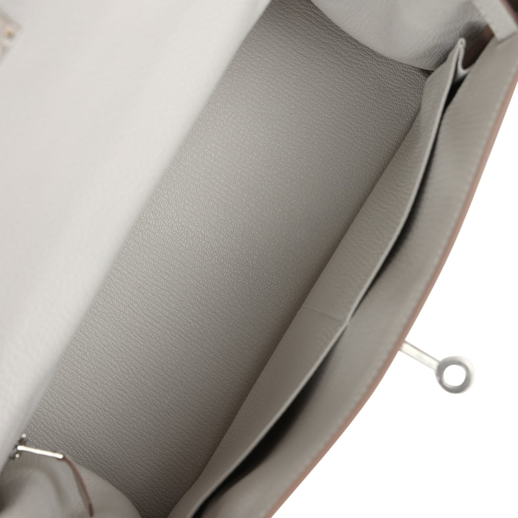 Hermes Kelly Retourne 28 Gris Pale Togo Palladium Hardware - Exclusu