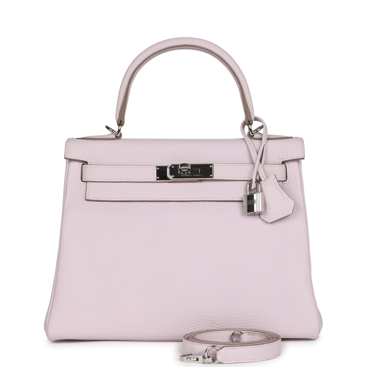 Hermes Kelly Retourne 28 Mauve Pale Clemence Palladium Hardware - Exclusu