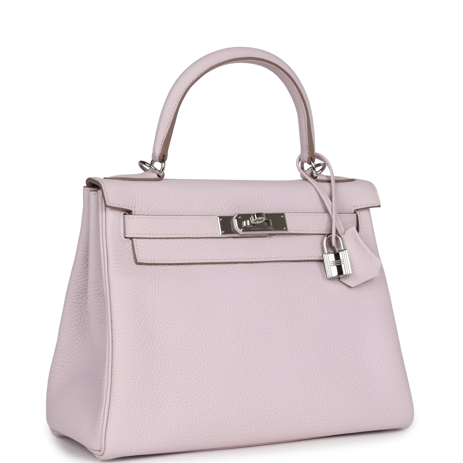 Hermes Kelly Retourne 28 Mauve Pale Clemence Palladium Hardware - Exclusu