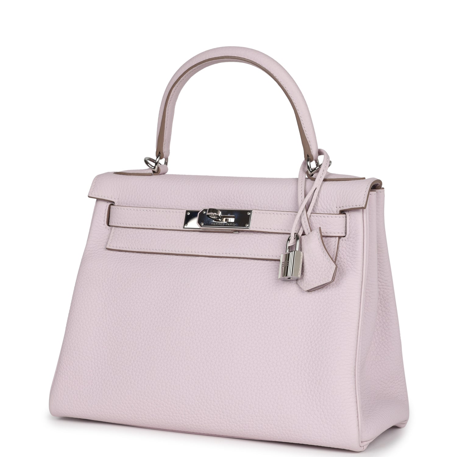 Hermes Kelly Retourne 28 Mauve Pale Clemence Palladium Hardware - Exclusu