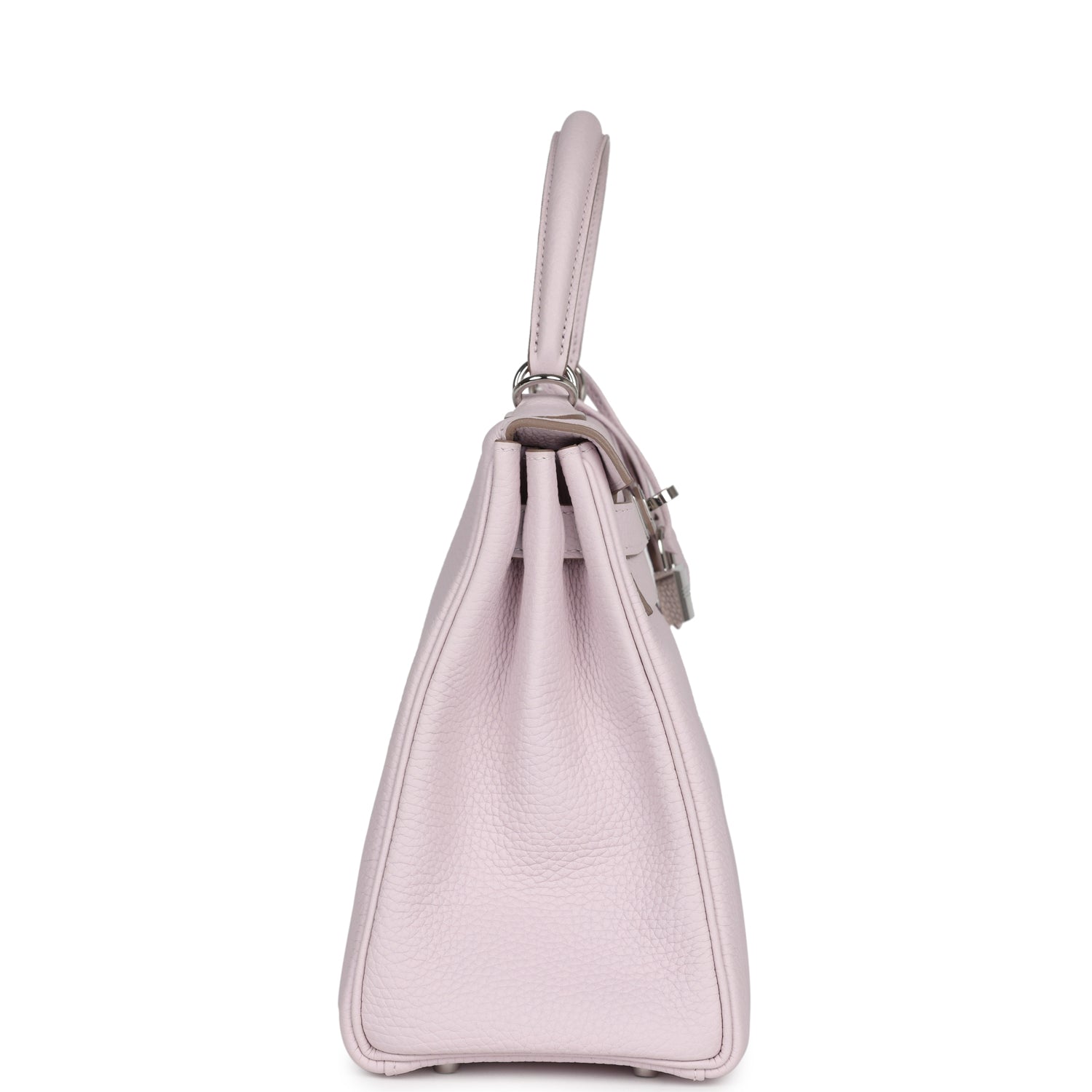 Hermes Kelly Retourne 28 Mauve Pale Clemence Palladium Hardware - Exclusu