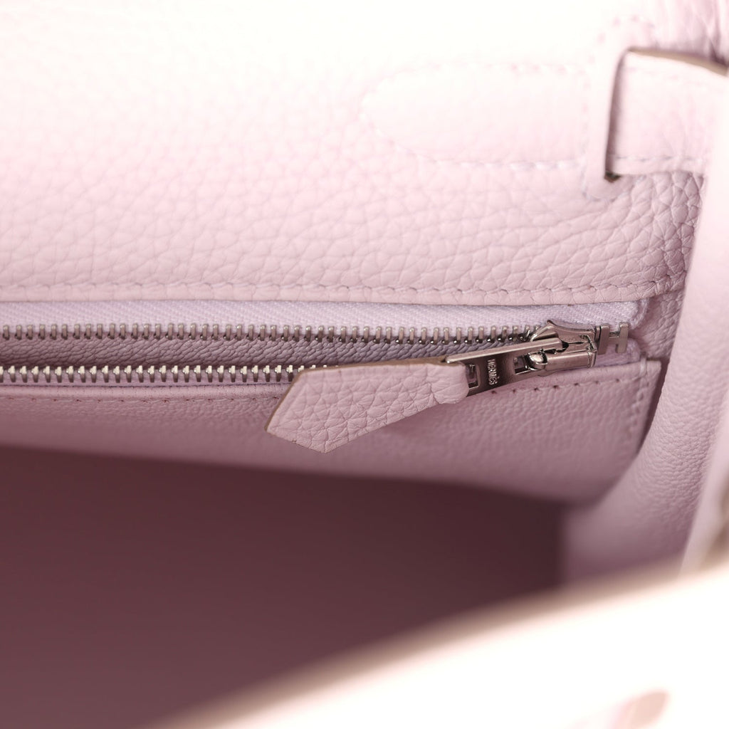 Hermes Kelly Retourne 28 Mauve Pale Clemence Palladium Hardware - Exclusu