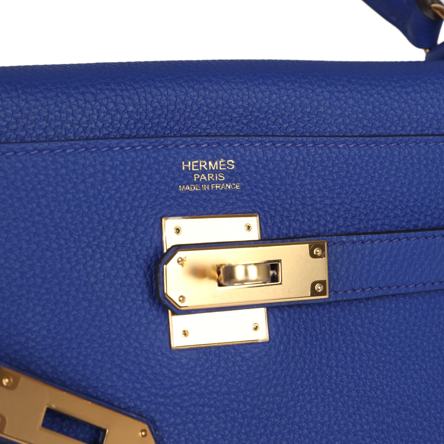 Hermes Kelly Retourne 32 Bleu Electric Togo Gold Hardware - Exclusu