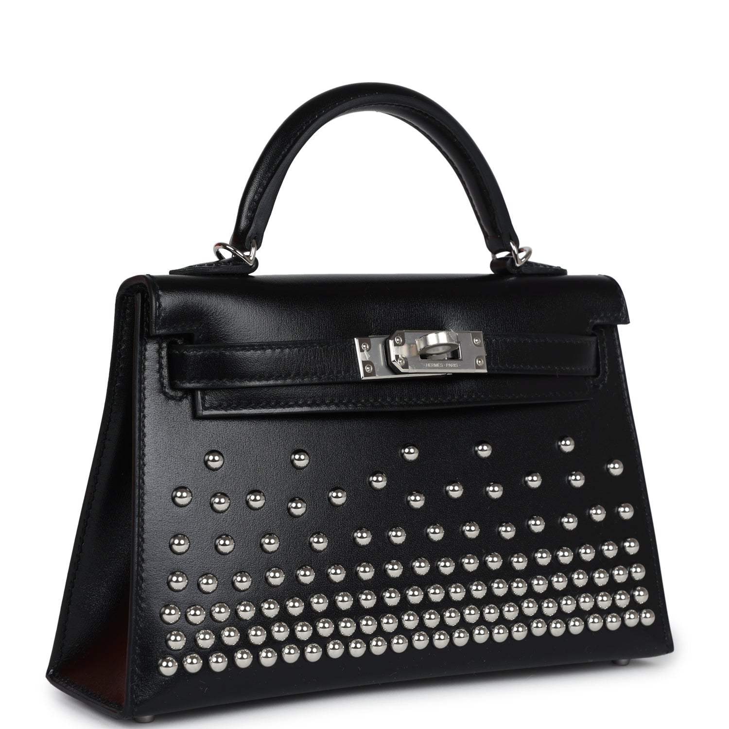 Hermes Kelly Sellier 20 Clouté Black Box Palladium Hardware - Exclusu