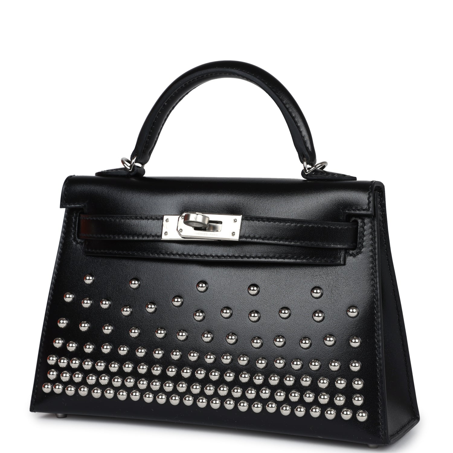 Hermes Kelly Sellier 20 Clouté Black Box Palladium Hardware - Exclusu