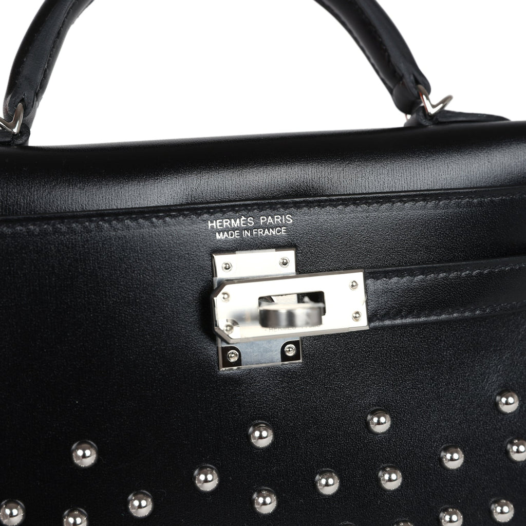 Hermes Kelly Sellier 20 Clouté Black Box Palladium Hardware - Exclusu