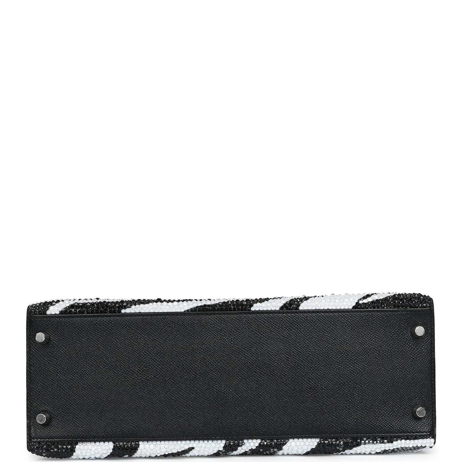 Custom Zebra Swarovski Crystal Hermes Kelly Sellier 32 Black Epsom Palladium Hardware - Exclusu
