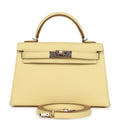 Hermes Special Order (HSS) Kelly Sellier 20 Jaune Poussin Verso Epsom Permabrass Hardware - Exclusu
