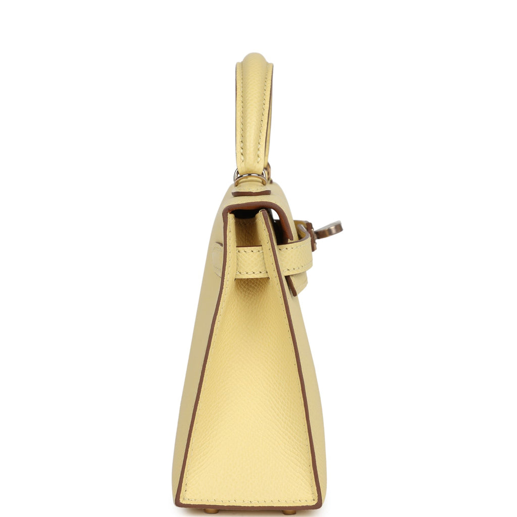 Hermes Special Order (HSS) Kelly Sellier 20 Jaune Poussin Verso Epsom Permabrass Hardware - Exclusu