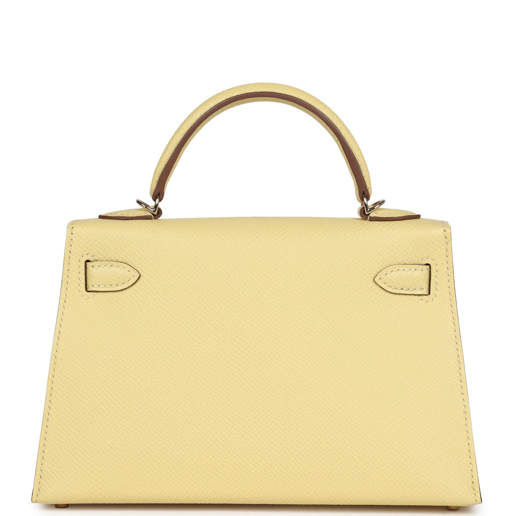 Hermes Special Order (HSS) Kelly Sellier 20 Jaune Poussin Verso Epsom Permabrass Hardware - Exclusu