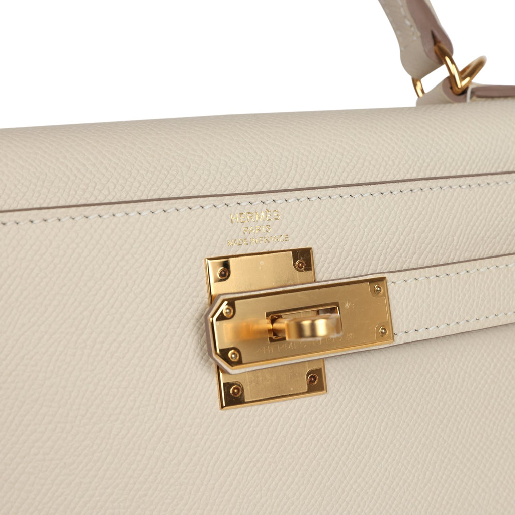 Hermes Kelly Sellier 28 Craie Epsom Gold Hardware - Exclusu