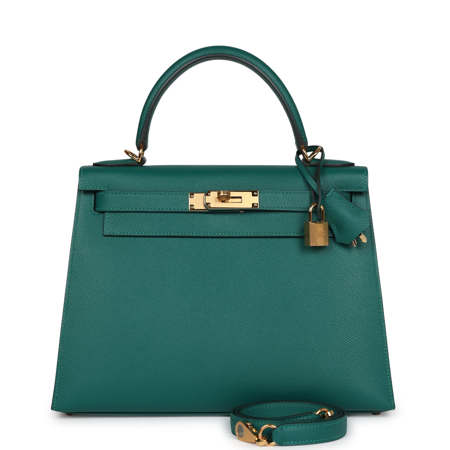 Hermes Kelly Sellier 28 Malachite Epsom Gold Hardware - Exclusu