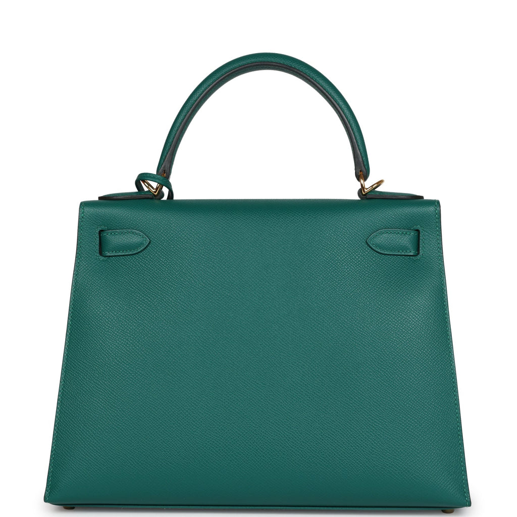 Hermes Kelly Sellier 28 Malachite Epsom Gold Hardware - Exclusu