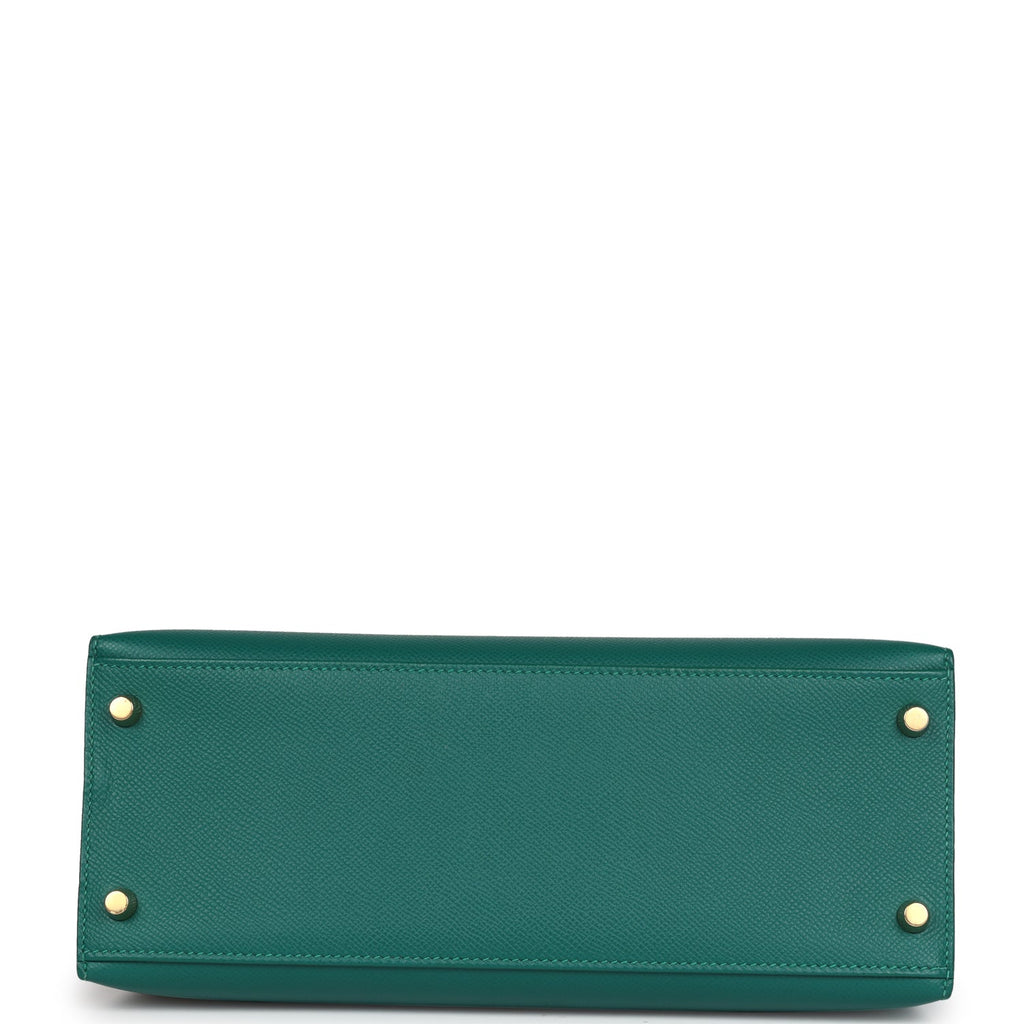 Hermes Kelly Sellier 28 Malachite Epsom Gold Hardware - Exclusu