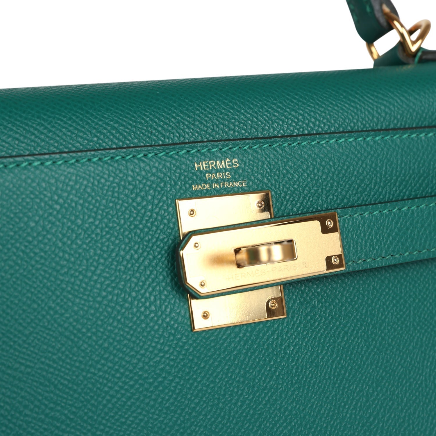 Hermes Kelly Sellier 28 Malachite Epsom Gold Hardware - Exclusu