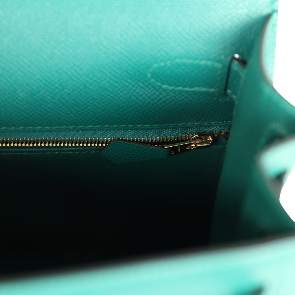 Hermes Kelly Sellier 28 Malachite Epsom Gold Hardware - Exclusu