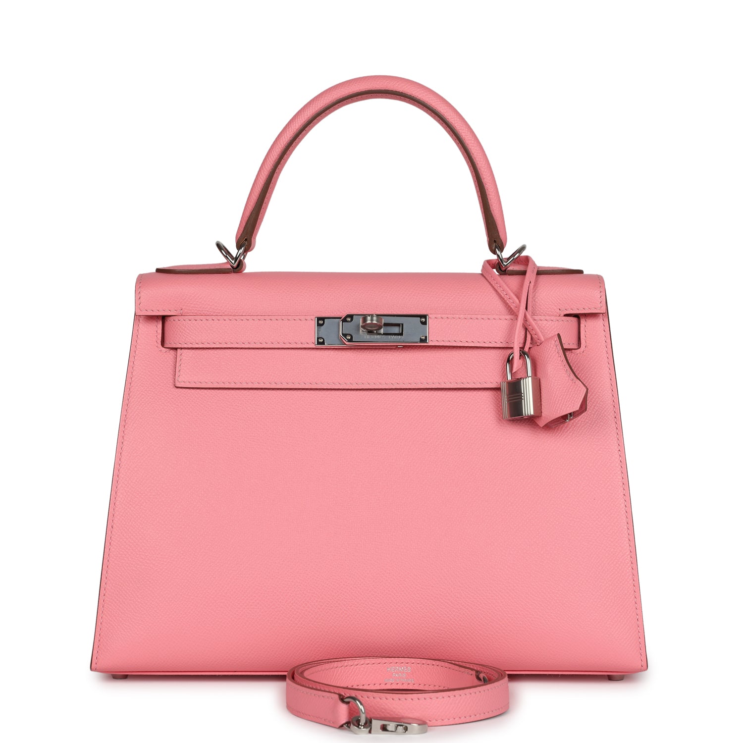 Hermes Kelly Sellier 28 Rose Confetti Epsom Palladium Hardware - Exclusu