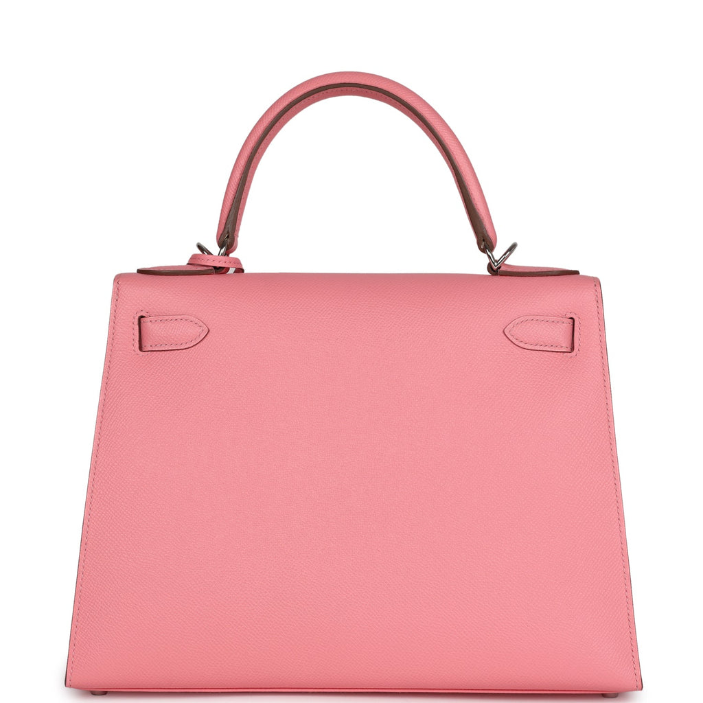 Hermes Kelly Sellier 28 Rose Confetti Epsom Palladium Hardware - Exclusu