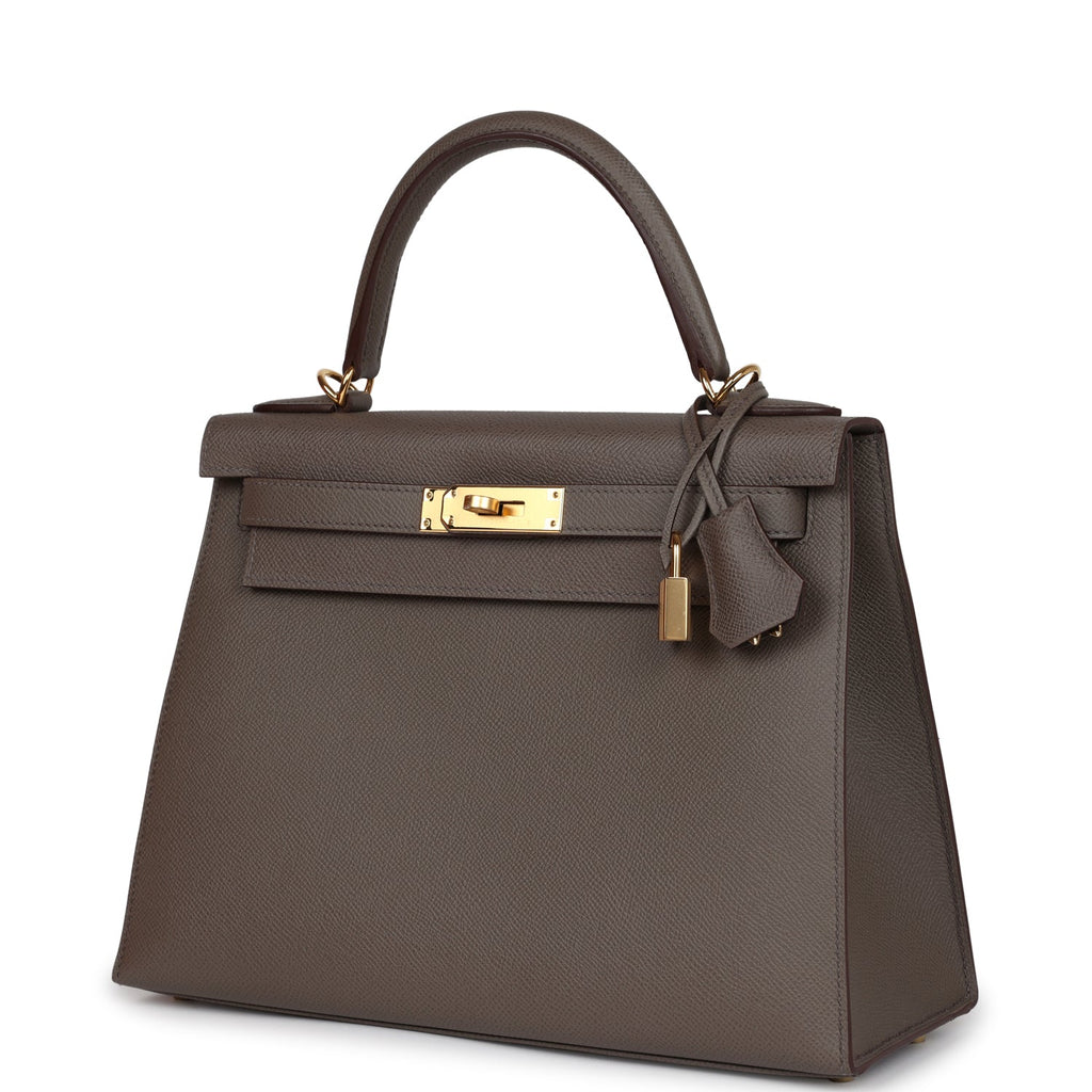 Hermes Kelly Sellier 28 Etain Epsom Gold Hardware - Exclusu