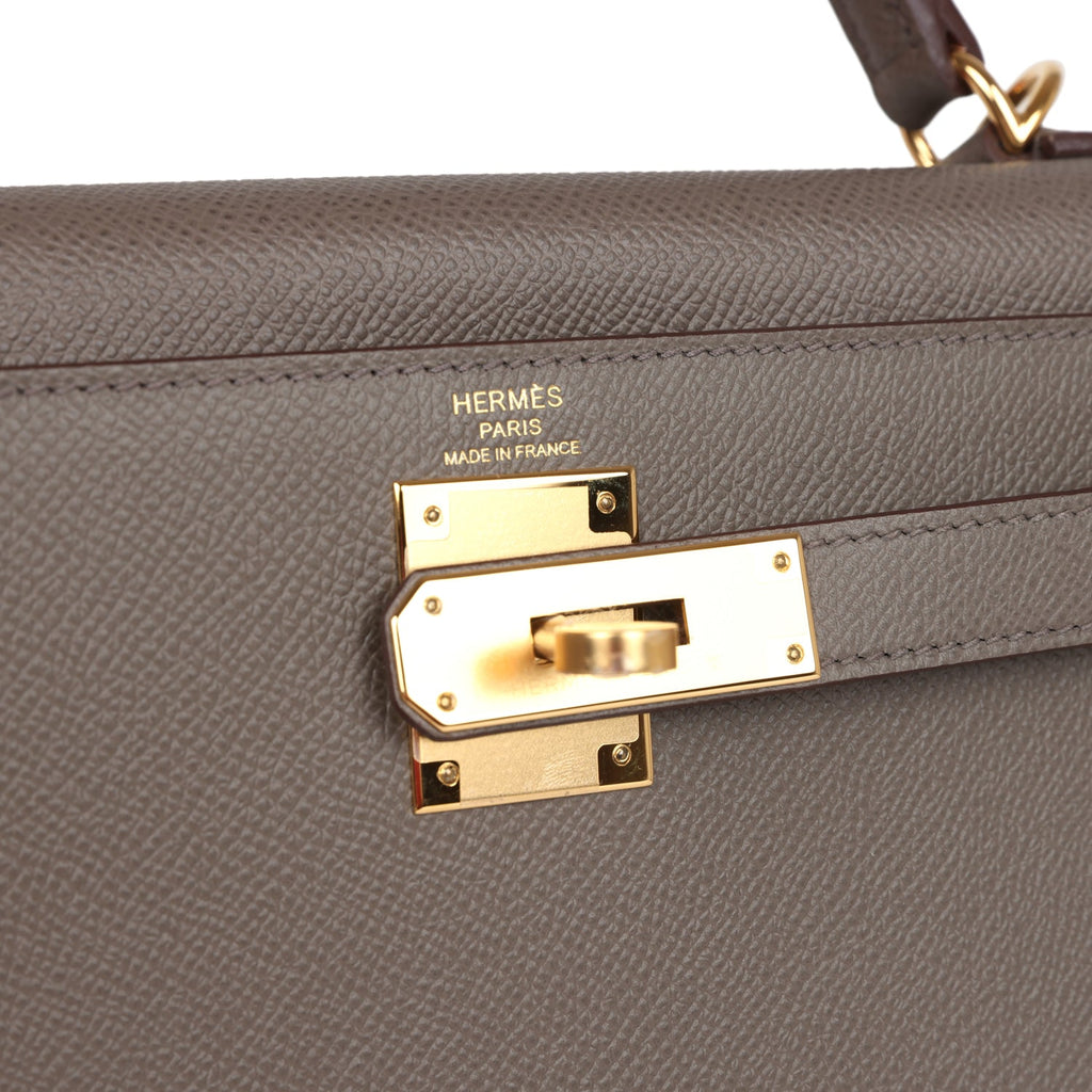 Hermes Kelly Sellier 28 Etain Epsom Gold Hardware - Exclusu