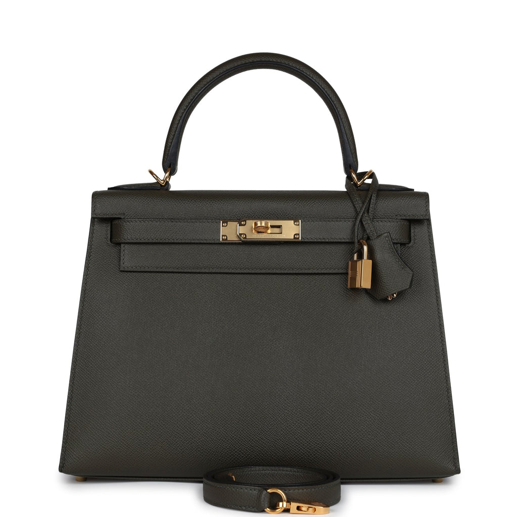 Hermes Kelly Sellier 28 Vert De Gris Epsom Gold Hardware - Exclusu
