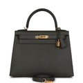 Hermes Kelly Sellier 28 Vert De Gris Epsom Gold Hardware - Exclusu