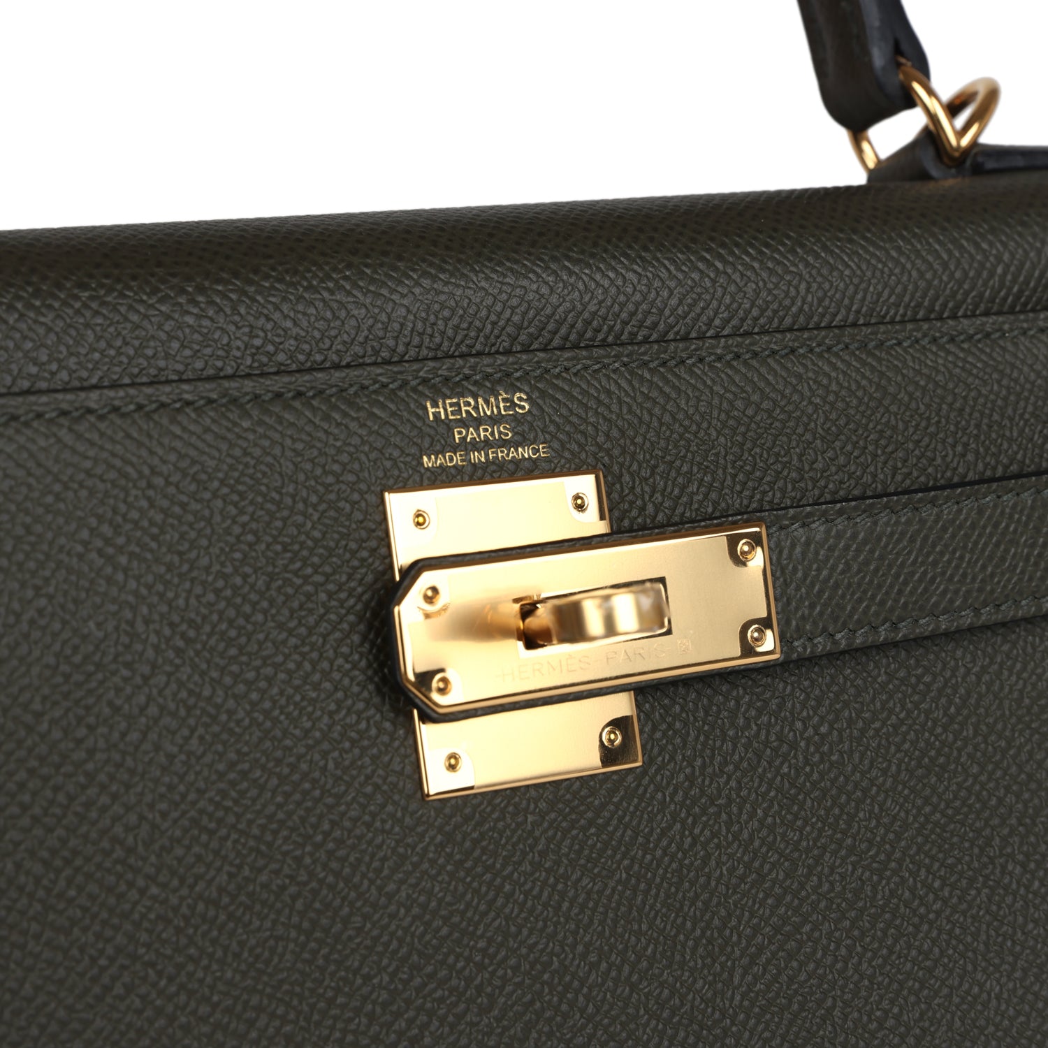 Hermes Kelly Sellier 28 Vert De Gris Epsom Gold Hardware - Exclusu
