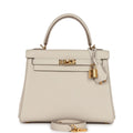 Hermes Kelly Retourne 25 Craie Togo Gold Hardware - Exclusu