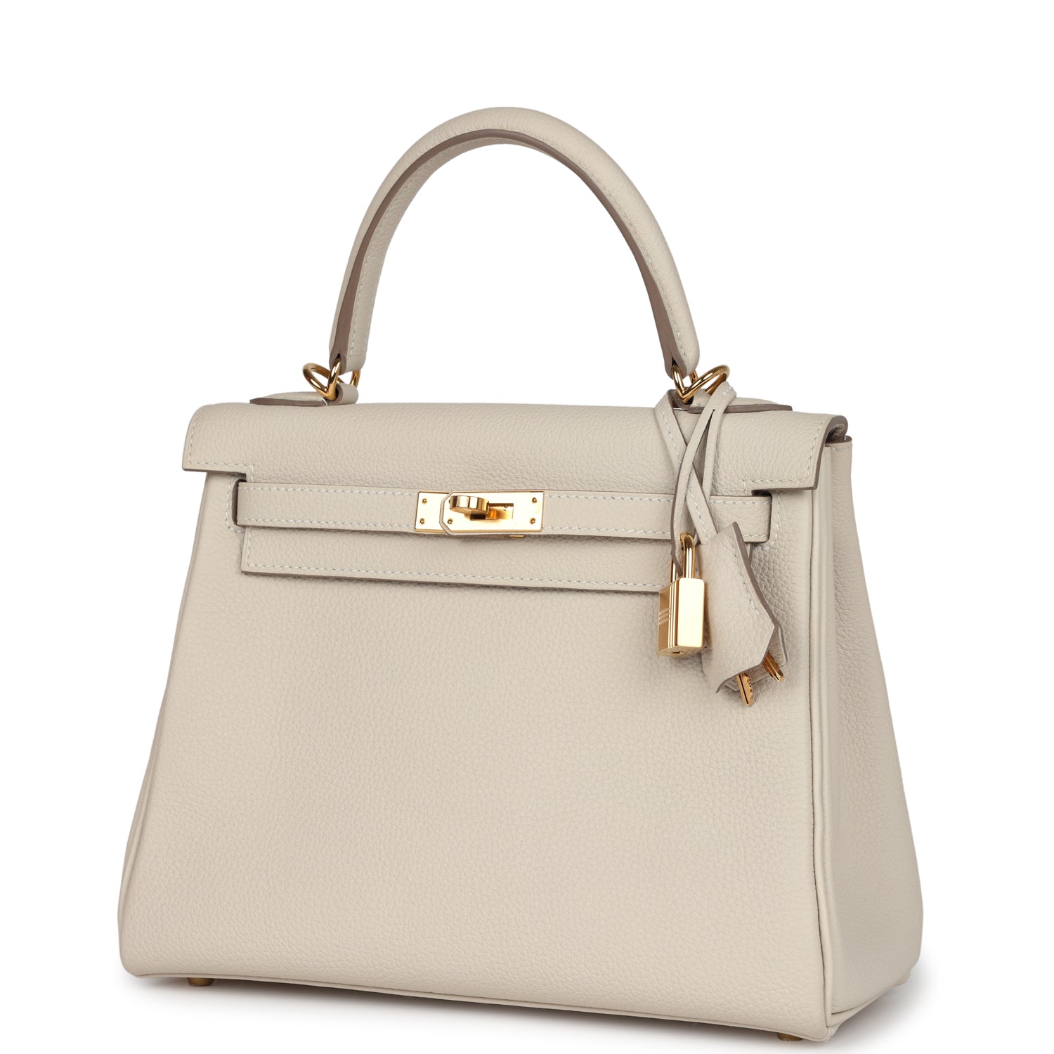 Hermes Kelly Retourne 25 Craie Togo Gold Hardware - Exclusu