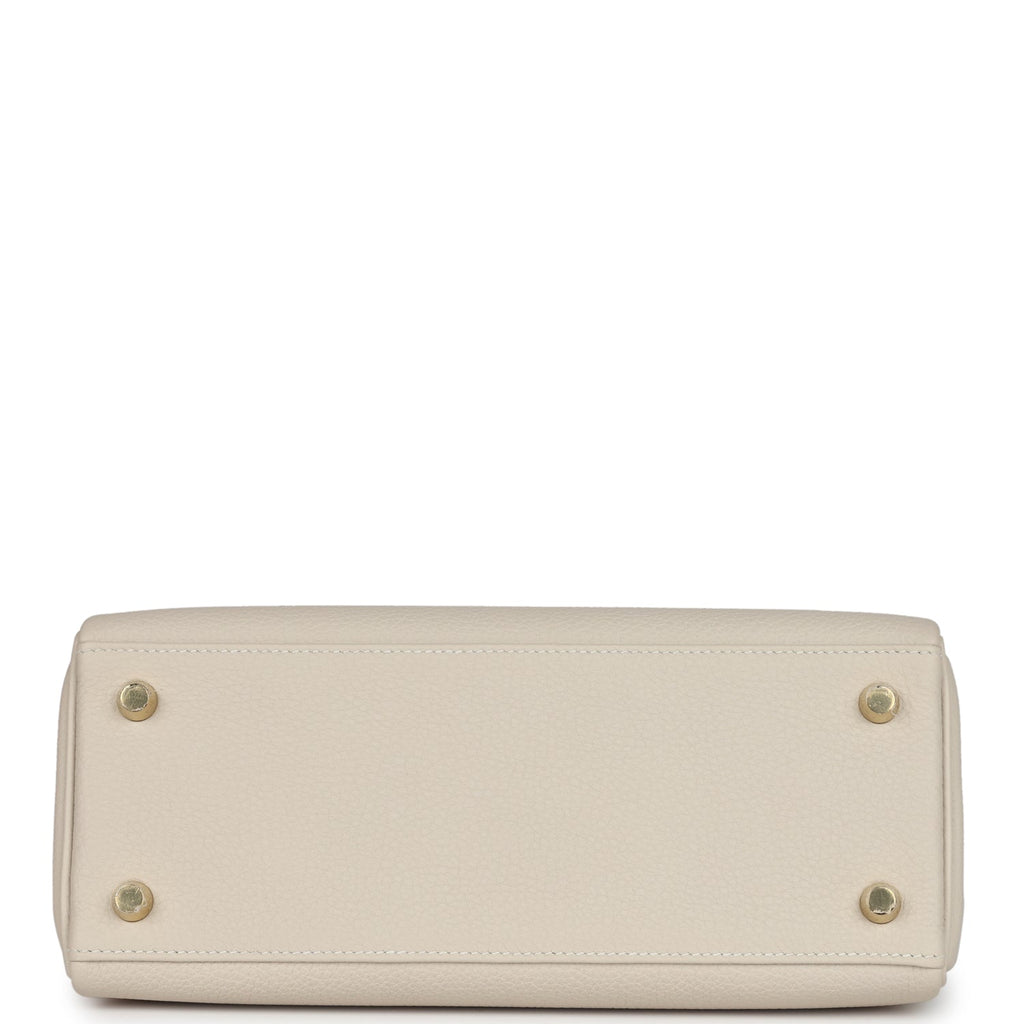 Hermes Kelly Retourne 25 Craie Togo Gold Hardware - Exclusu