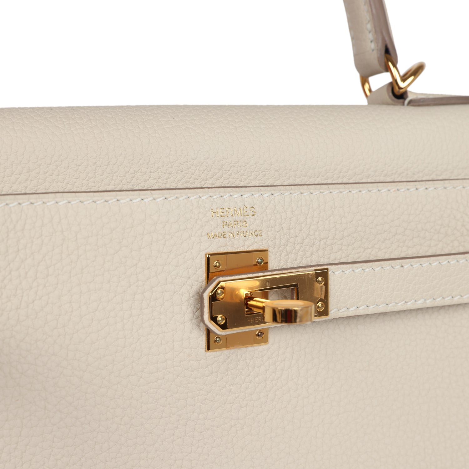 Hermes Kelly Retourne 25 Craie Togo Gold Hardware - Exclusu