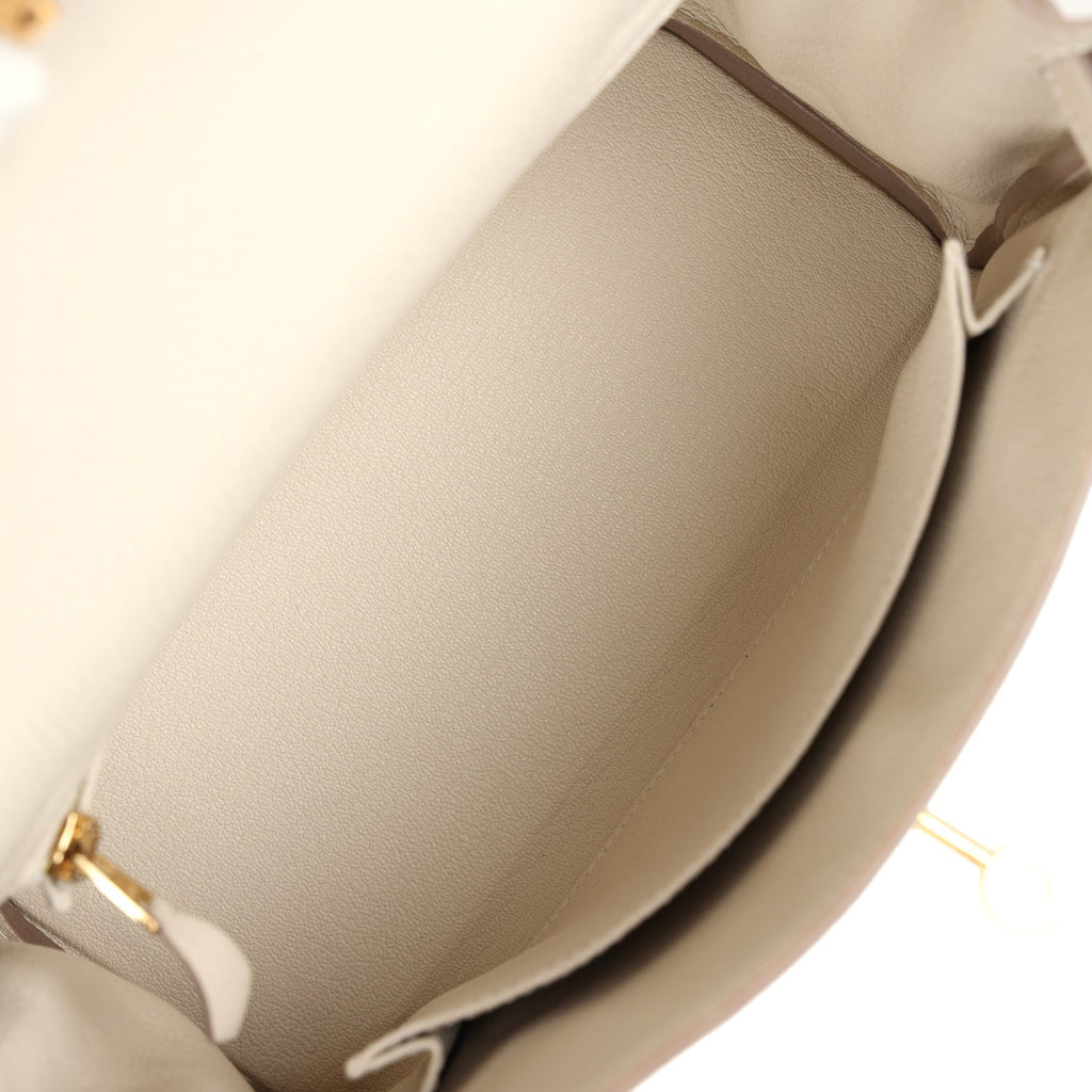 Hermes Kelly Retourne 25 Craie Togo Gold Hardware - Exclusu