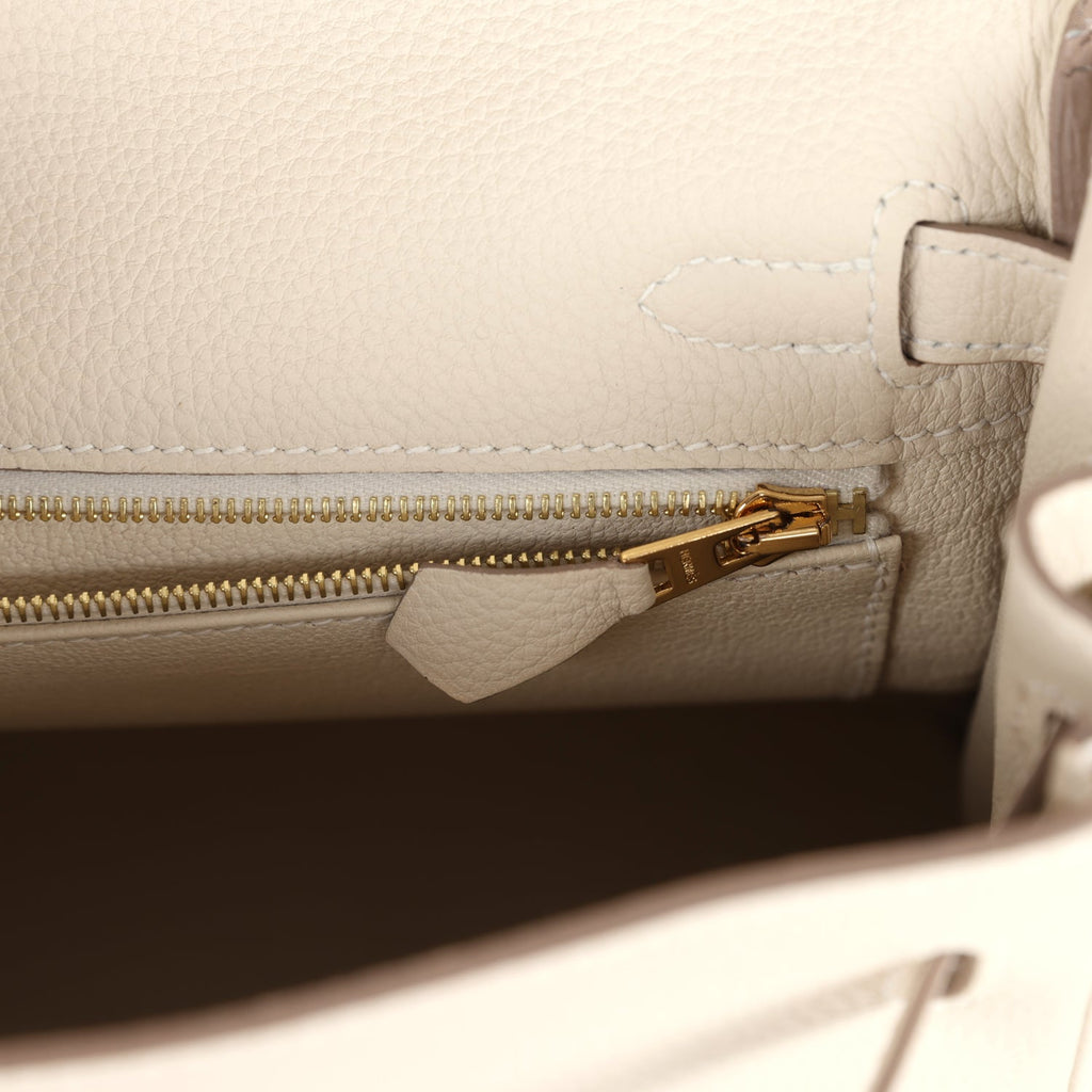 Hermes Kelly Retourne 25 Craie Togo Gold Hardware - Exclusu