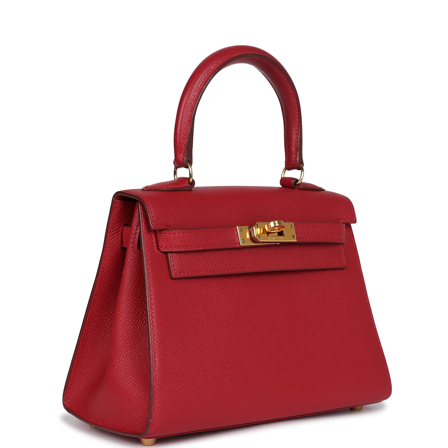 Hermes Kelly Sellier 20 Rouge Vif Courchevel Gold Hardware - Exclusu