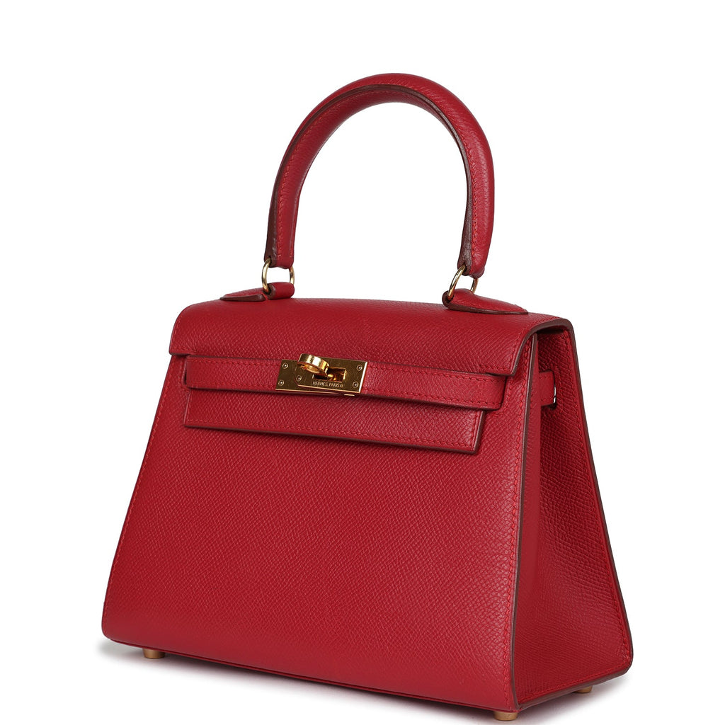 Hermes Kelly Sellier 20 Rouge Vif Courchevel Gold Hardware - Exclusu