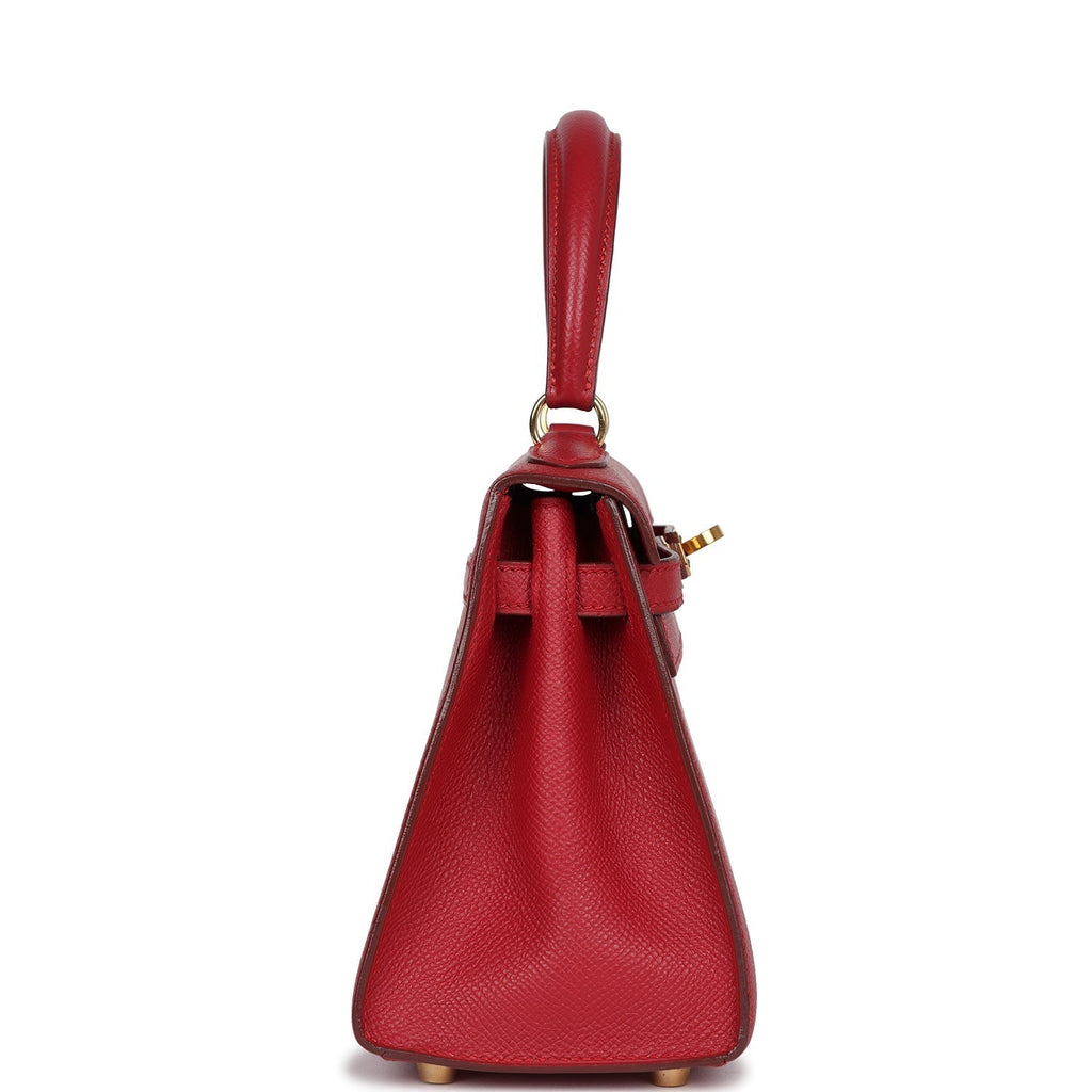 Hermes Kelly Sellier 20 Rouge Vif Courchevel Gold Hardware - Exclusu