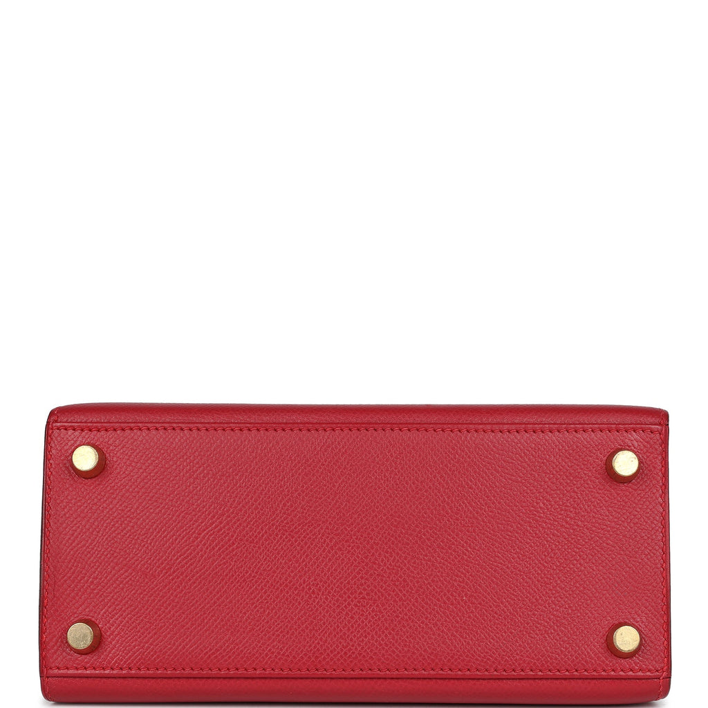 Hermes Kelly Sellier 20 Rouge Vif Courchevel Gold Hardware - Exclusu