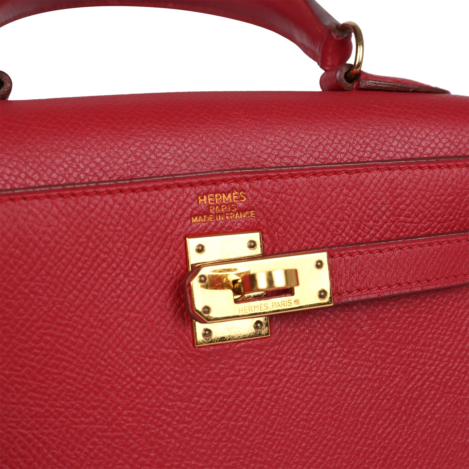 Hermes Kelly Sellier 20 Rouge Vif Courchevel Gold Hardware - Exclusu
