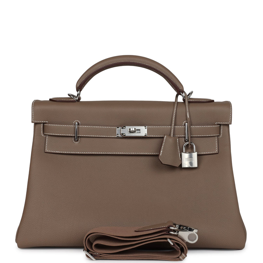 Hermes Kelly 42 Maxi Etoupe Togo Palladium Hardware - Exclusu