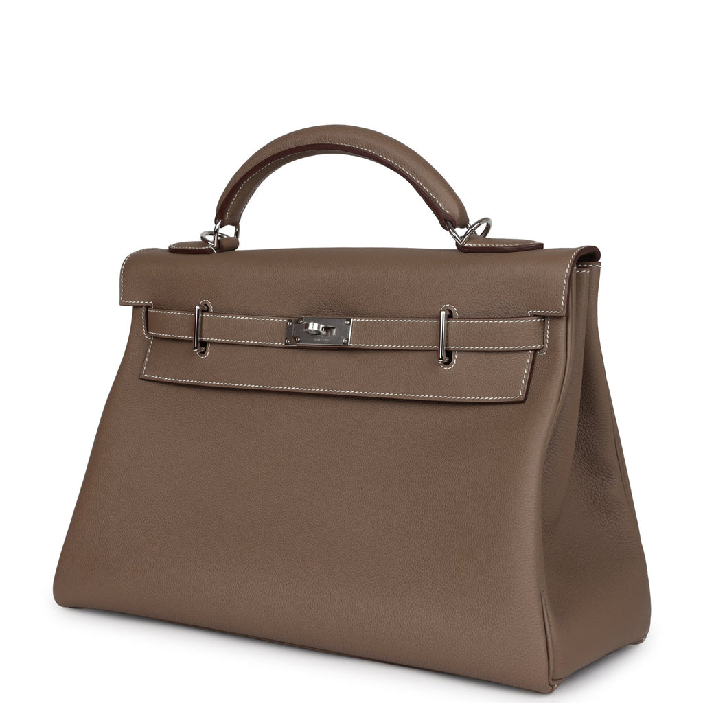 Hermes Kelly 42 Maxi Etoupe Togo Palladium Hardware - Exclusu