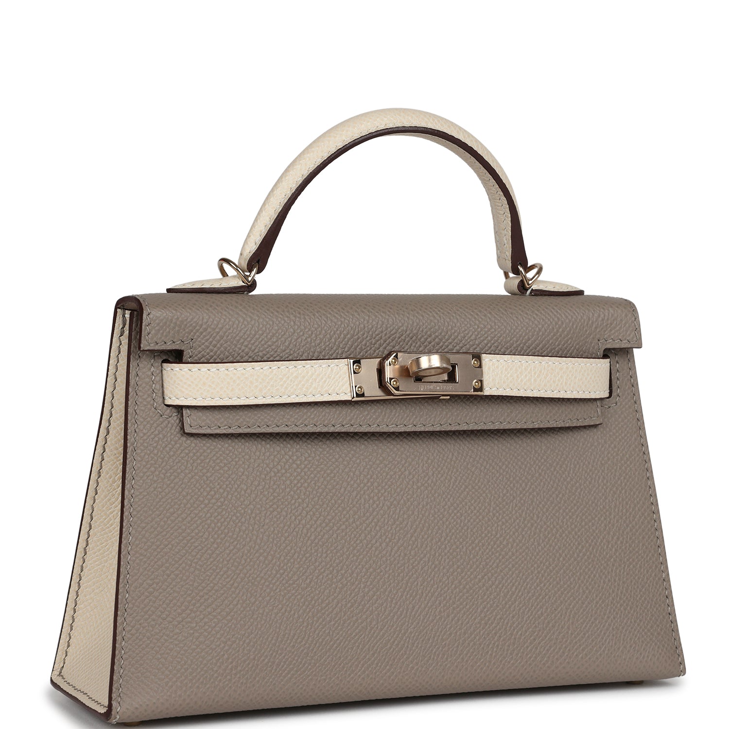 Hermes Kelly Sellier 20 Craie and Gris Asphalte Epsom Permabrass Hardware - Exclusu