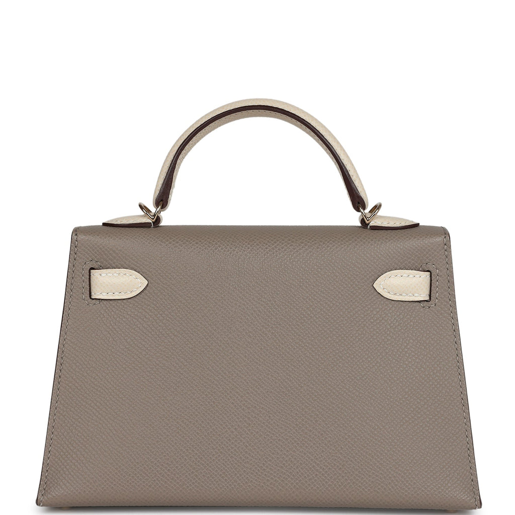 Hermes Kelly Sellier 20 Craie and Gris Asphalte Epsom Permabrass Hardware - Exclusu