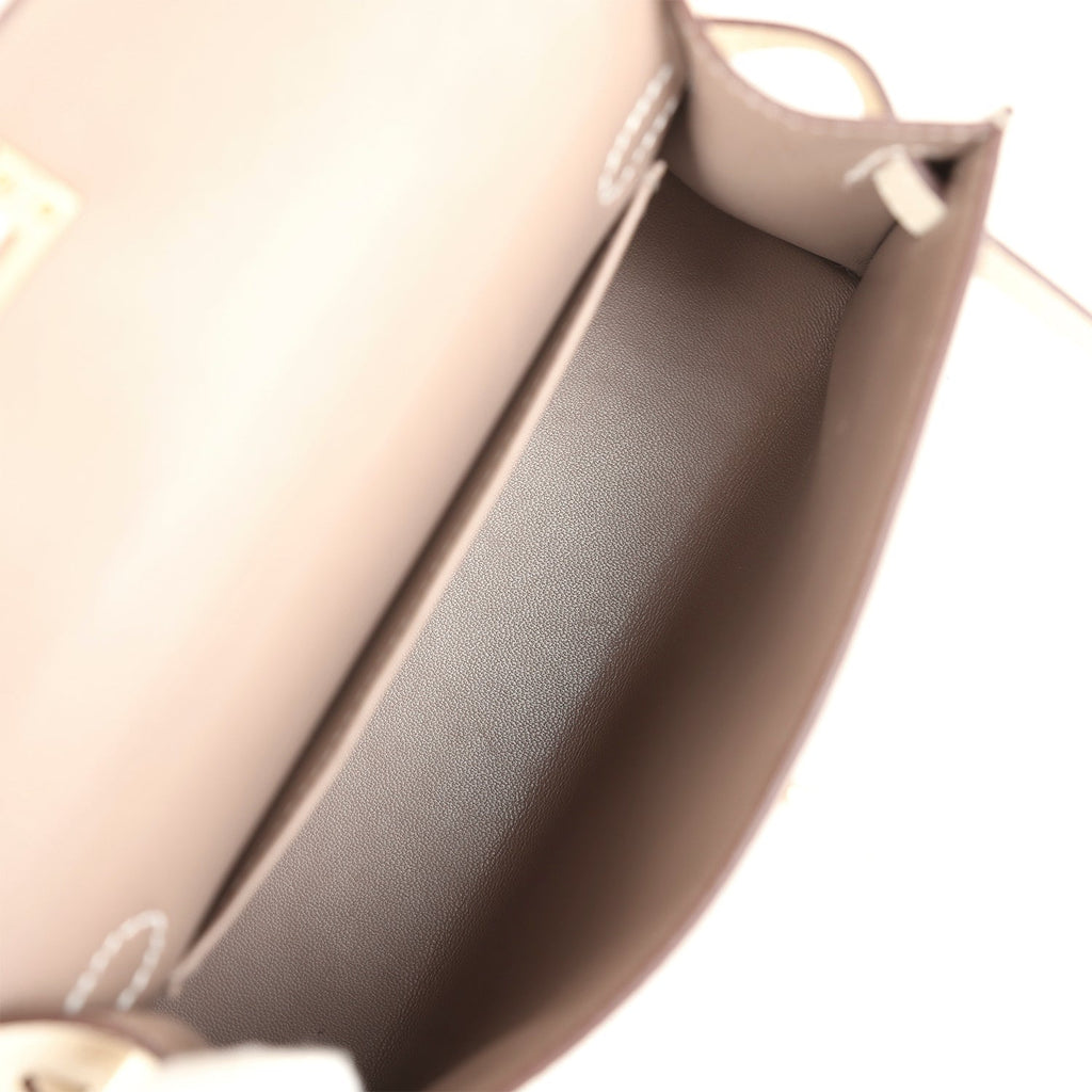 Hermes Kelly Sellier 20 Craie and Gris Asphalte Epsom Permabrass Hardware - Exclusu