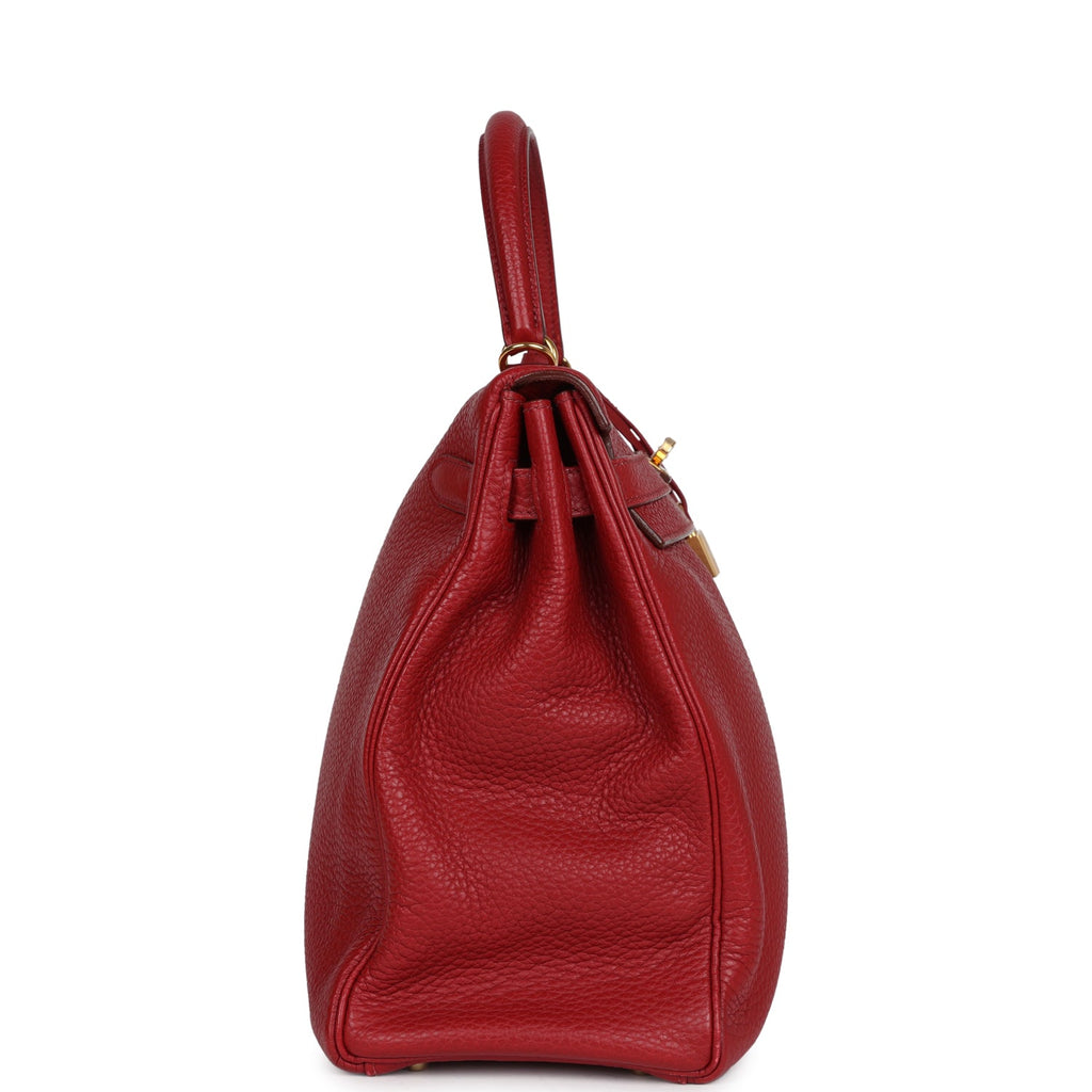 Hermes Kelly 35 Rouge Garance Clemence Gold Hardware - Exclusu